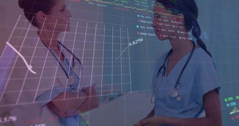 Healthcare Professionals Analyzing Medical Technology Data Interface