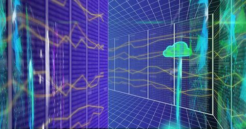 Digital Cloud Computing and Data Processing Futuristic Interface - Download Free Stock Images Pikwizard.com