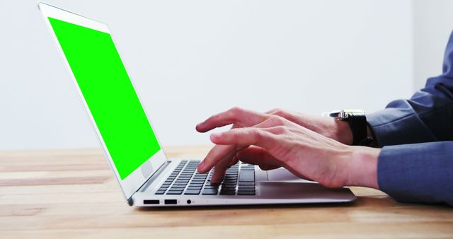 Person Typing on Laptop with Green Screen - Download Free Stock Images Pikwizard.com