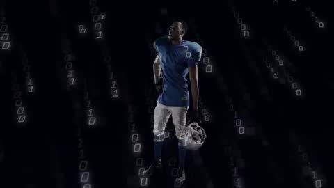 Football Athlete Merging with Futuristic Data Stream