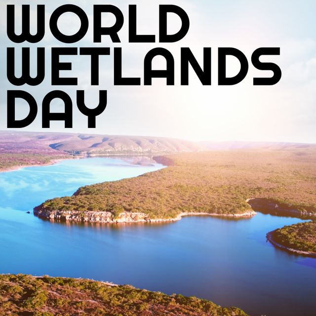 Scenic River and Wetlands Landscape for World Wetlands Day Promotion - Download Free Stock Templates Pikwizard.com