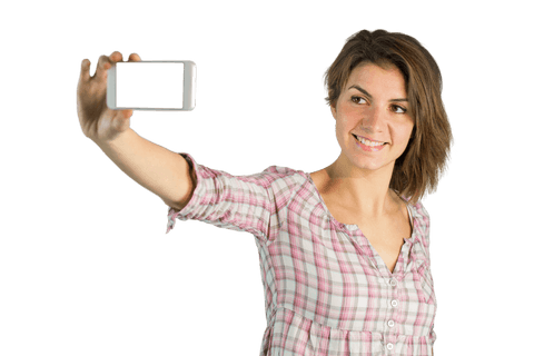 casual brunette smiling while taking transparent phone selfie - Download Free Stock Videos Pikwizard.com