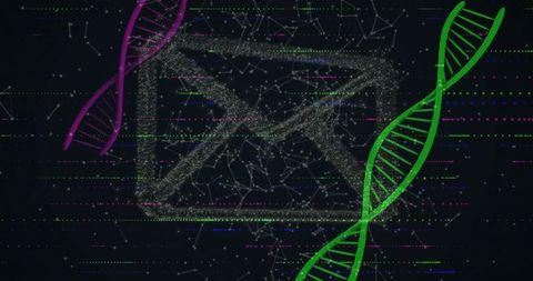 Futuristic Digital Envelope with DNA and Network Connections