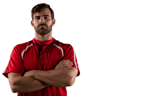 Confident Sportsman Standing Firmly On Transparent Background