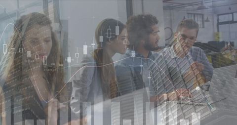 Business Team Collaborating with Financial Technology Analytics