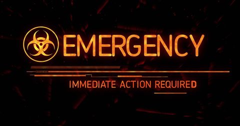 Emergency Warning Sign with Biohazard Symbol on Black - Download Free Stock Images Pikwizard.com