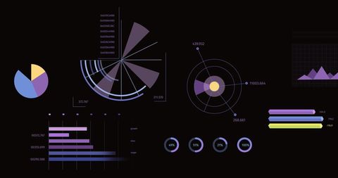 Abstract Data Visualization and Analytics over Black Background - Download Free Stock Images Pikwizard.com