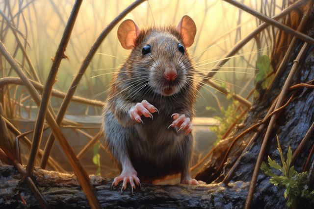 Brown rats display endearing characteristics with detailed whiskers and fur. Ideal for nature education, wildlife documentation, or themed animal photography projects, emphasizing texture and close-up details.