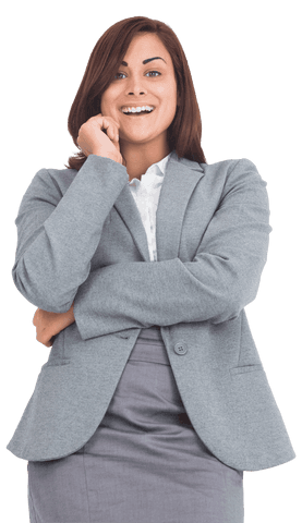 Confident Hispanic Businesswoman Smiling with Transparent Background