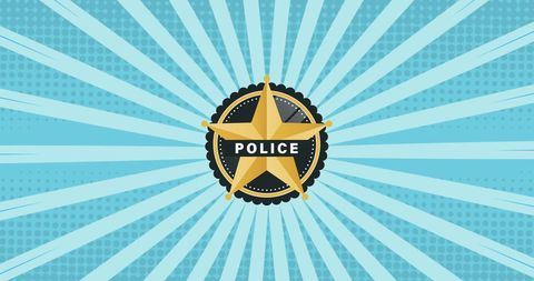 Police Emblem on Blue Sunburst Background Illustration - Download Free Stock Images Pikwizard.com