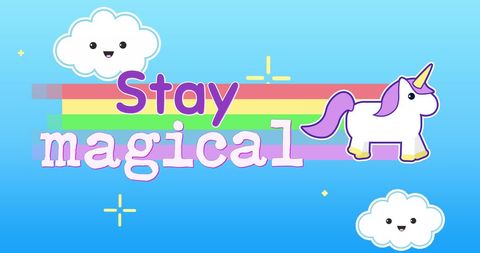 Stay Magical Motivational Unicorn and Rainbow Illustration - Download Free Stock Images Pikwizard.com