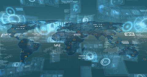 Global Digital Interface and Data Processing World Map - Download Free Stock Images Pikwizard.com