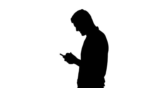 Silhouette of Man Using Smartphone - Download Free Stock Images Pikwizard.com