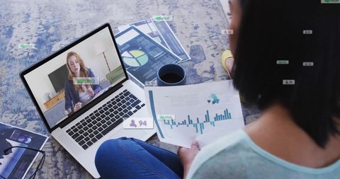 Virtual Business Meeting with Digital Data Analysis Tools - Download Free Stock Images Pikwizard.com