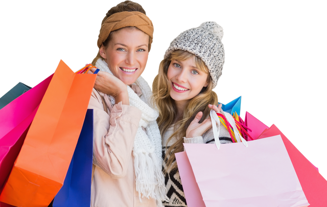 Smiling Friends Holding Shopping Bags Illustration Transparent Background - Download Free Stock Videos Pikwizard.com