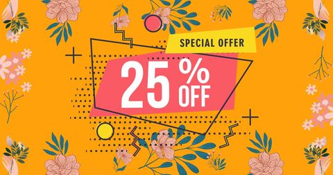 Bright Floral Themed 25 Percent Off Sale Announcement - Download Free Stock Images Pikwizard.com