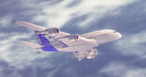 Airplane Flying in Blue Sky with Clouds - Download Free Stock Images Pikwizard.com
