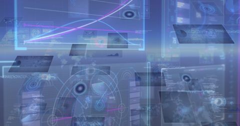 Digital Data Processing with Futuristic Moving Screens Concept - Download Free Stock Images Pikwizard.com