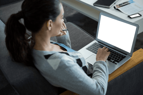 Transparent Laptop Screen Mockup with Professional Woman Sitting - Download Free Stock Videos Pikwizard.com