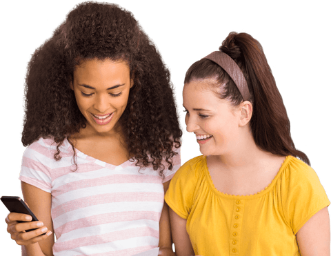 Two Female Friends Enjoying Phone Laughing Transparent Background - Download Free Stock Videos Pikwizard.com