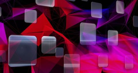 Digital screens floating on glowing network background