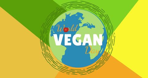 World Vegan Day Celebration with Globe Design and Bold Colors - Download Free Stock Images Pikwizard.com
