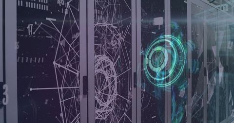 Futuristic Digital Interface Overlaying Data Servers - Download Free Stock Images Pikwizard.com