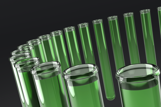 Transparent Test Tubes With Green Liquid In Circular Pattern - Download Free Stock Videos Pikwizard.com