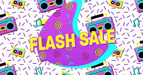 Retro Themed Flash Sale Promotion with 1990s Iconography - Download Free Stock Images Pikwizard.com