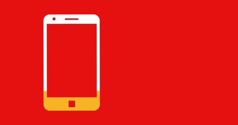 Simple smartphone icon on bold red background