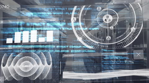 Futuristic Data Stream with Digital Technology Elements