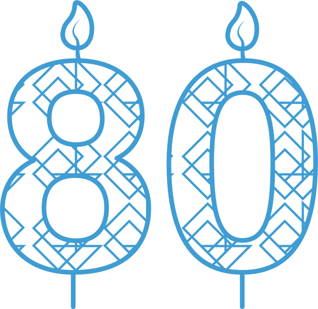 Blue 80 Birthday Candle Transparent Vector with Pattern - Download Free Stock Videos Pikwizard.com