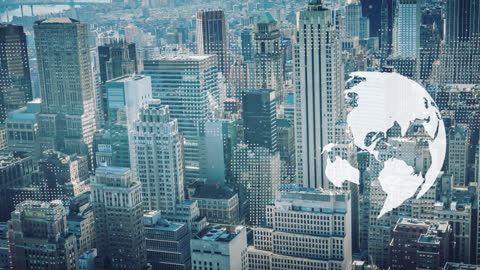 Global Business Connections in Bustling Cityscape