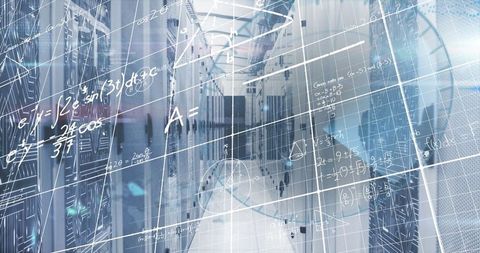 Digital Calculation Overlay in Modern Data Center - Download Free Stock Images Pikwizard.com