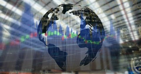 Global Data Processing with Graphs and Transparent Globe Overlay - Download Free Stock Images Pikwizard.com