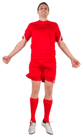 Athletic Football Player Jumping in Red Sportswear Transparent Background - Download Free Stock Videos Pikwizard.com
