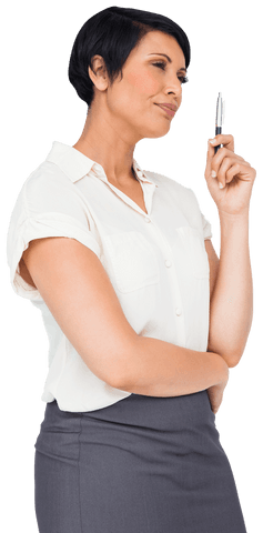 Biracial Businesswoman with Pen Transparent Background