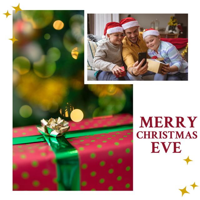 Merry Christmas Eve Greeting with Family and Gift Box - Download Free Stock Templates Pikwizard.com