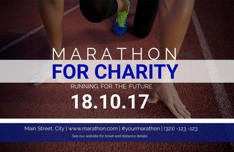 marathon charity event poster featuring determined runner at start line - Download Free Stock Templates Pikwizard.com
