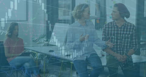 Overlay of Stock Market Data With Office Team Discussion