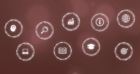 Business Icons on Digital Graphic Overlays with Brown Background - Download Free Stock Images Pikwizard.com