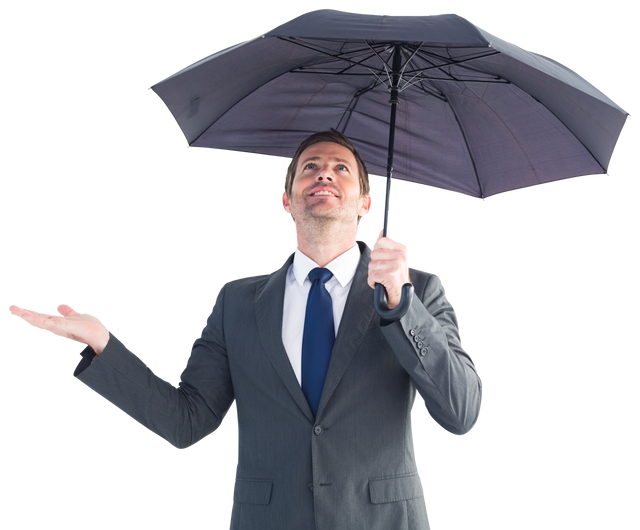 Transparent Businessman Shielding with Black Umbrella in Suit - Download Free Stock Videos Pikwizard.com