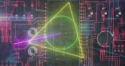 Neon Circuit Board with Digital Data and Global Connections - Download Free Stock Images Pikwizard.com