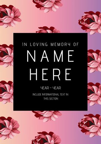 floral memorial tribute card design with black frame - Download Free Stock Templates Pikwizard.com