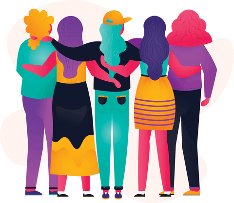 Colorful Friends Embracing: Digital Illustration on Transparent Background - Download Free Stock Videos Pikwizard.com