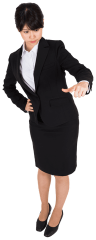Confident Asian Businesswoman Pointing Downward Transparent PNG