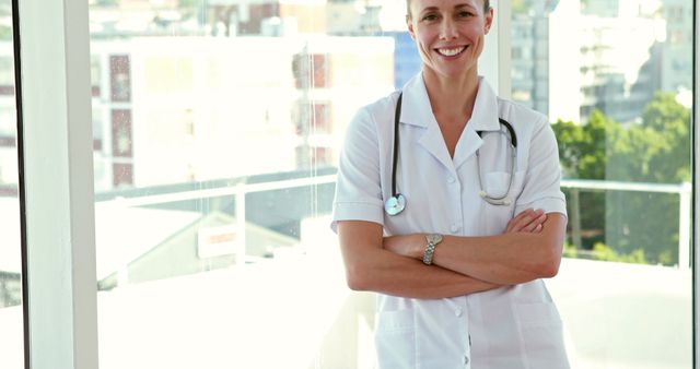 Confident Female Doctor in Bright Medical Office with Stethoscope - Download Free Stock Images Pikwizard.com