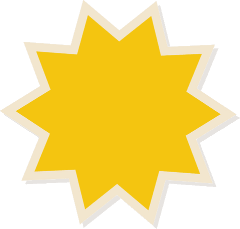 Vibrant twelve-point starburst on transparent background for marketing