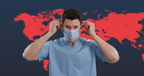 health worker wearing mask with global health awareness map - Download Free Stock Images Pikwizard.com