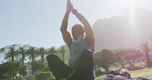 Senior Man Practicing Yoga Outdoors Amid Nature - Download Free Stock Images Pikwizard.com